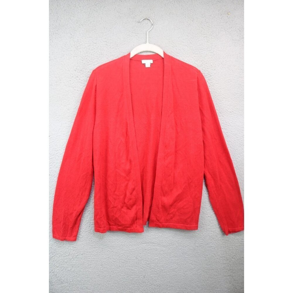 J.Jill‎ Red Long Sleeve Open Front Cardigan-Size Medium-Linen Blend